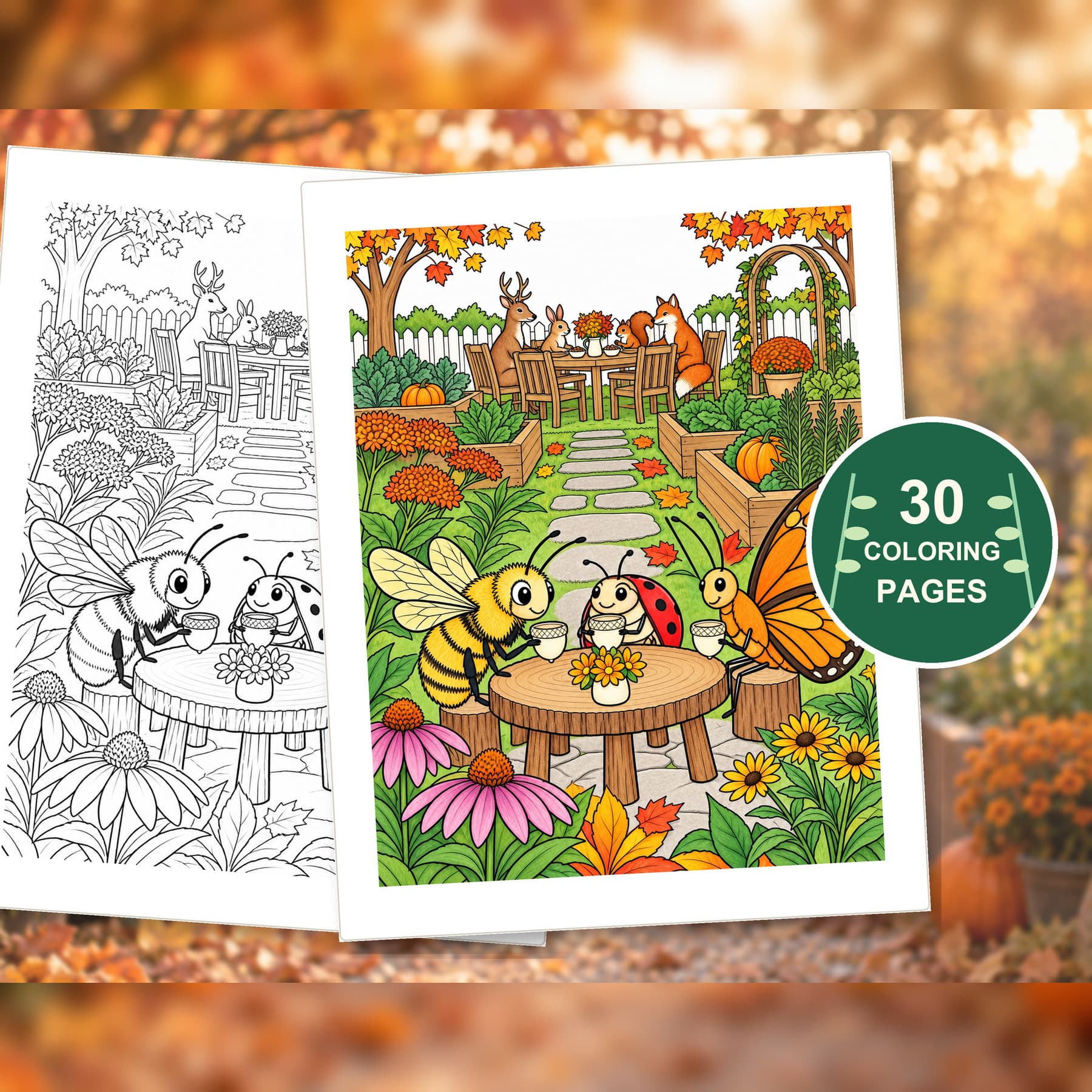 Autumn Garden Supper: 30 Woodland Coloring Pages
